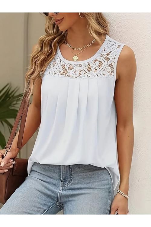 Kadın Askılı Yuvarlak Yaka Dantel Detaylı Viskon Bluz