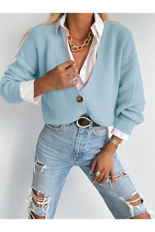 Düğme Detay Triko Bluz