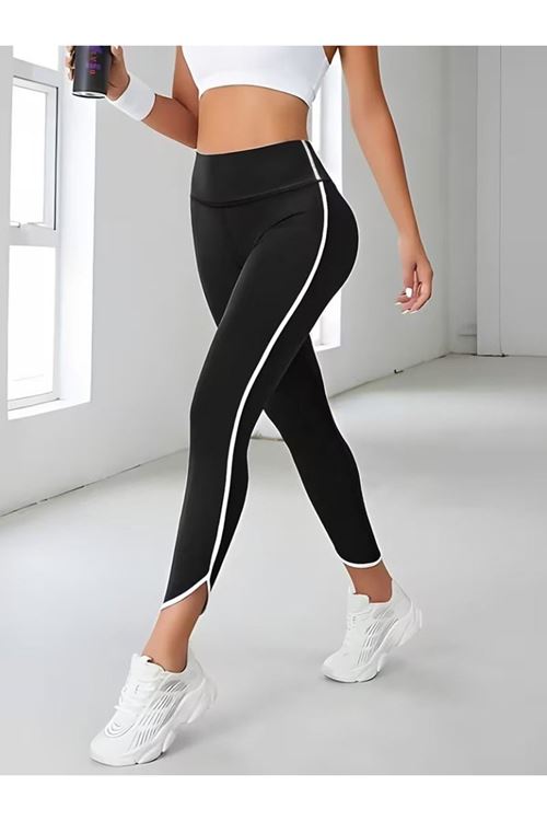 Kadın Yüksek Bel Yan şerit Detaylı Dalgıç Tayt