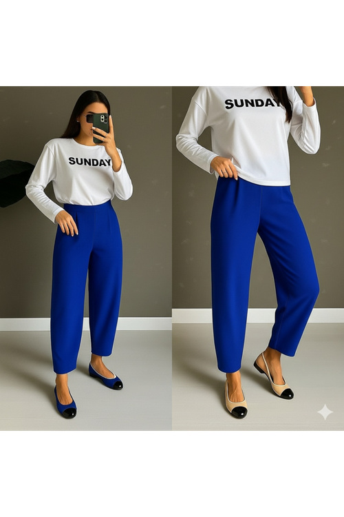 Kadın Yüksek Bel Krep Pantolon