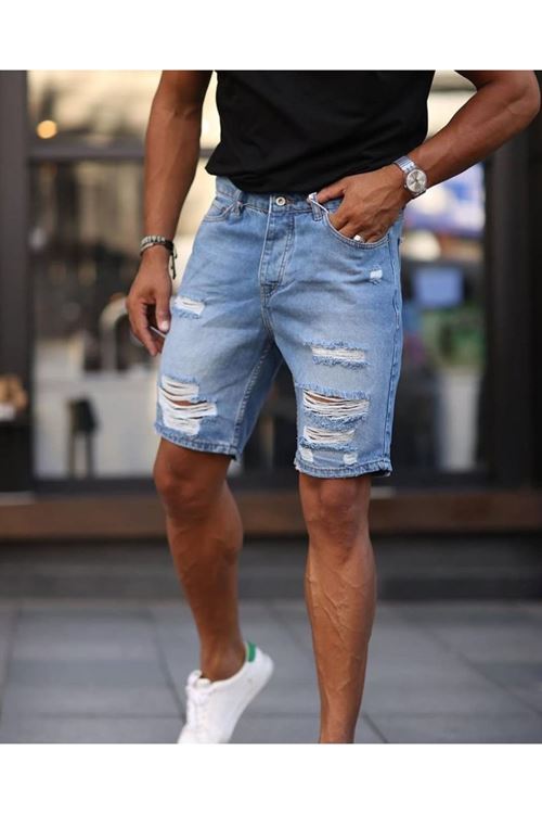 Erkek Mavi Boyfriend Detaylı Şort