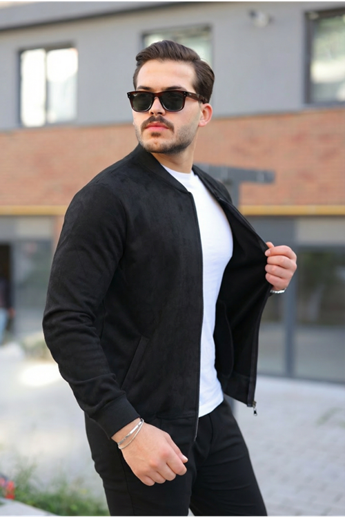 Erkek Scuba Süet Kumaş Bomber Hırka