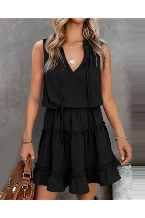 Sıfır Kol V Yaka Ipek Aerobin Elbise