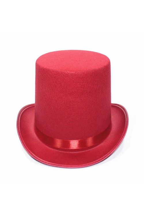 Kırmızı Fötr Şapka Sihirbaz Şapkası