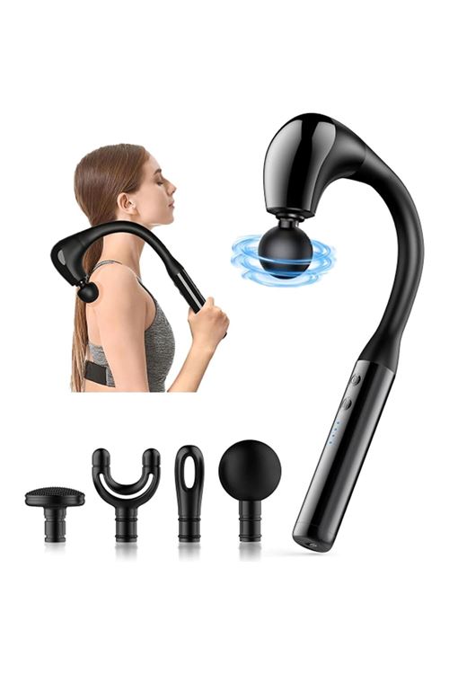 4 Başlıklı Uzun Saplı Ergonomik Profesyonel Sporcu Masaj Tabancası