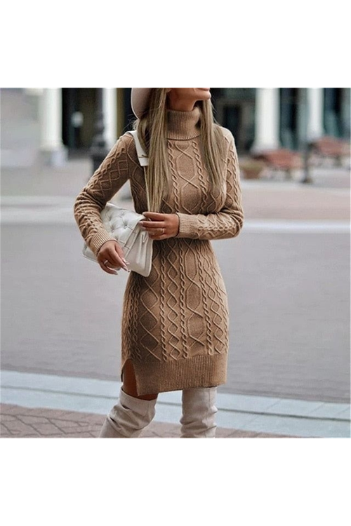 Loren Yünlü Motifli Midi Boy Triko Elbise