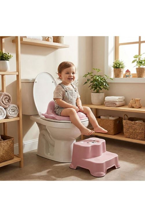 Pembe Kulplu Çocuk Klozet Adaptörü