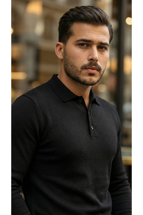 Erkek Düğme Yakalı Triko