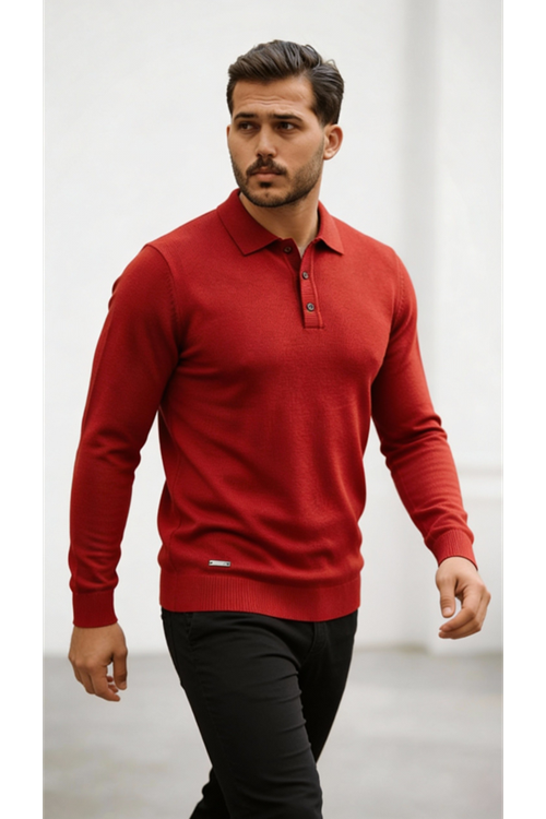 Erkek Düğme Yakalı Triko