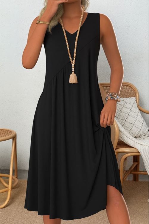 Kadın Kolsuz V Yakalı Mikro Elbise