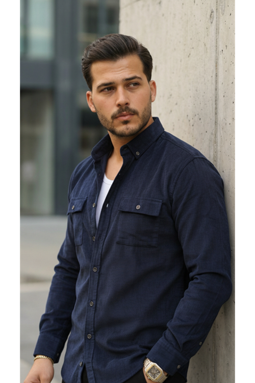 Erkek Kadife Desen Pamuklu Gömlek