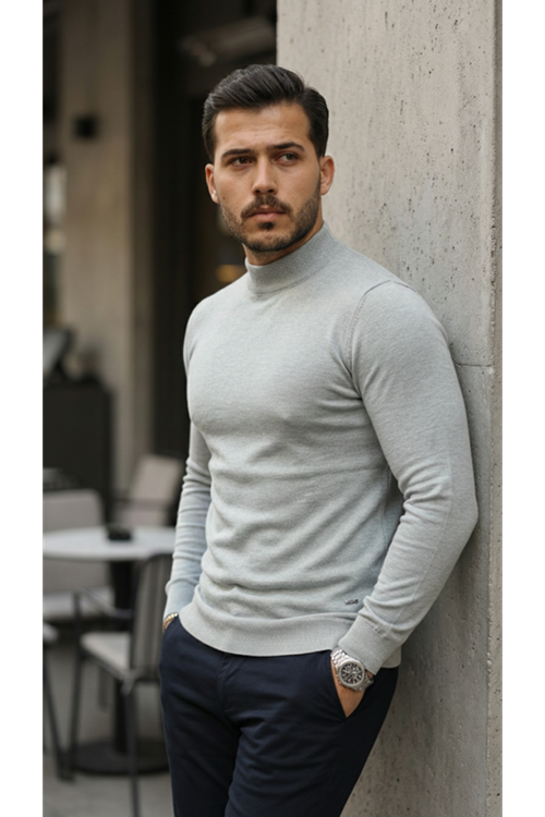 Erkek Yarım Balıkçı Yaka Pamuklu Triko