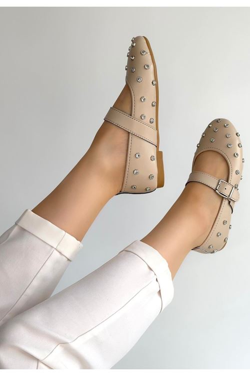 Ritta Bej Cilt Kemerli Babet Ayakkabı