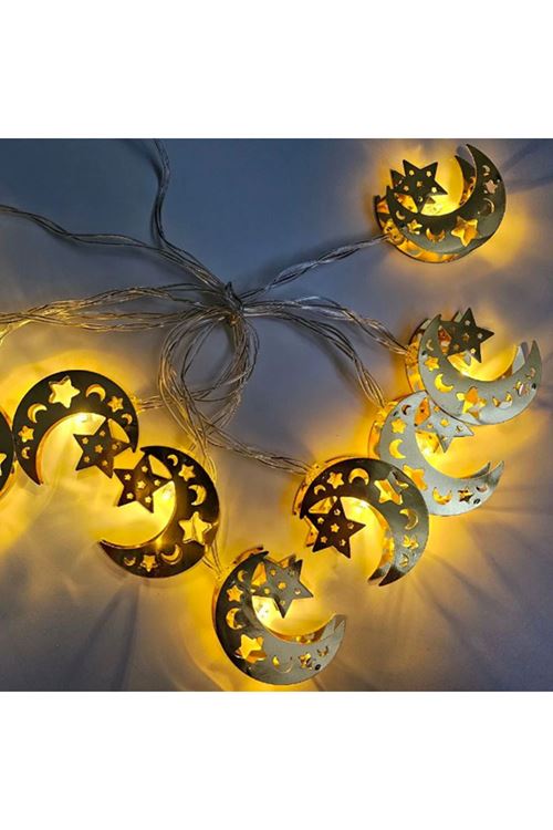 Dekoratif Ramazan LED Işık 2 Metre Gold Metal