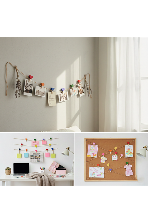 Kalp Figürlü İpli Notluk Mandal