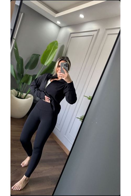 Kadın Full Likralı Ceket Ve Yüksek Bel Tayt Ikili Takim