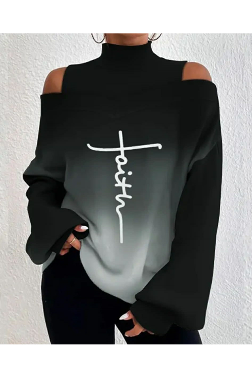 Kadın Uzun Kollu Scuba Dalgıc Kumas Lolita Baskılı Bluz