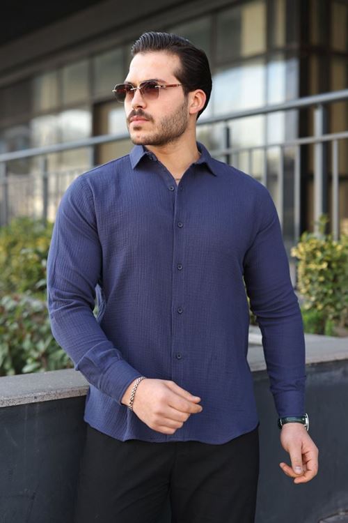 Erkek Uzun Kollu Müslin Kumaş Gömlek