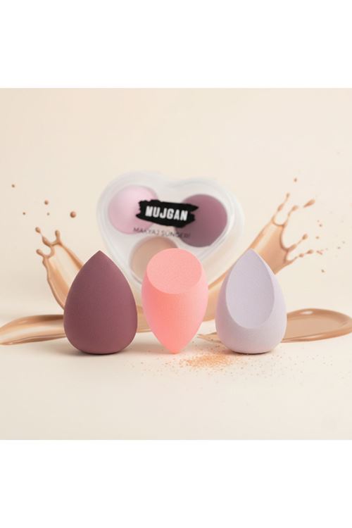 3'lü Makyaj Süngeri Seti Kalpli Kutu