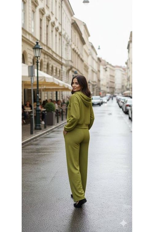 Kadın Uzun Kollu Kapüşonlu Hırka Ve Pantolon Ikili Takim