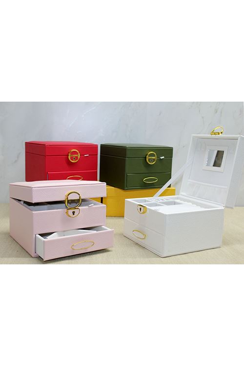 16x16 cm Deri Kaplamalı Makyaj Ve Takı Kutusu