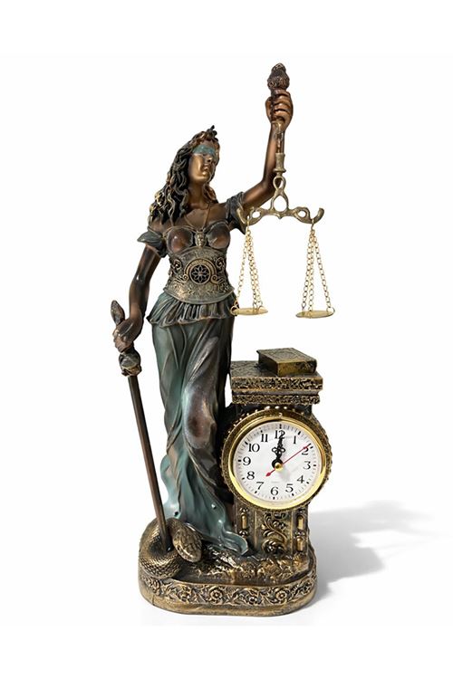 15x10 cm Polyester Saatli Adalet Figürü