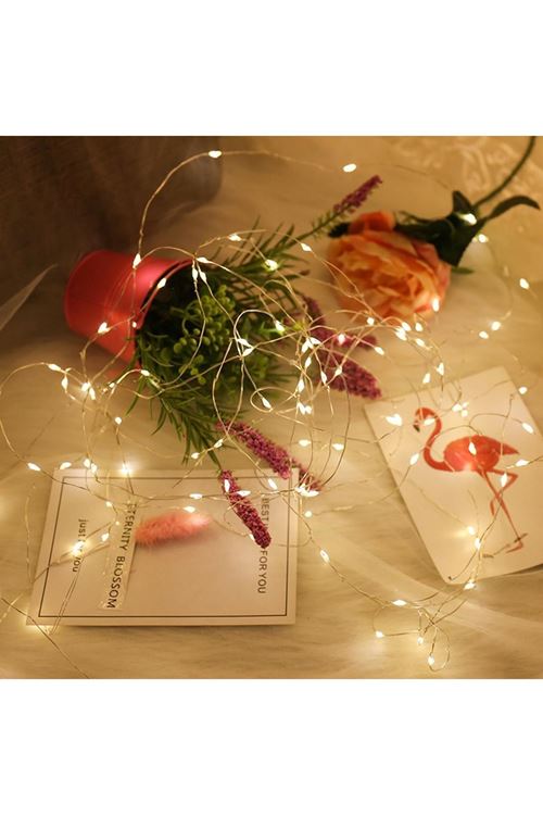 TBL Dekor® Peri Led Işık 5 Metre (Sarı) Pilli Aydınlatma Şerit Saçak Spot Süsleme