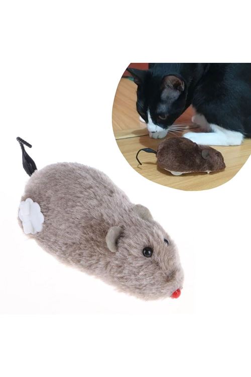 TBL Dekor® Kurmalı Kedi Eğitim Oyuncağı Tüylü Peluş Fare Yakalama İnteraktif Sevimli Eğlenceli Oyuncak