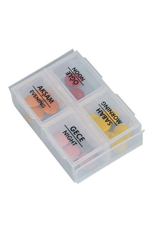 TBL Dekor® 4 Öğün Günlük Hap İlaç Saklama Taşıma Kutusu İlaç Hatırlatıcı