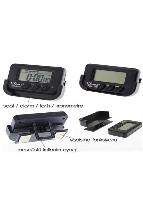 TBL Dekor® Ev ve Araç Tipi Dijital Saat Kronometreli Alarmlı Pilli Saat