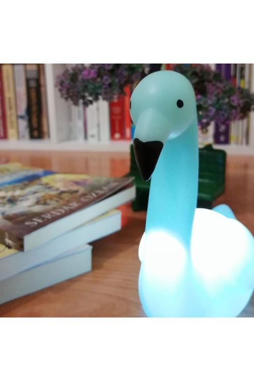 TBL Dekor® Dekoratif Işık Altında Renk Değiştiren pilli Kuğu Gece Lambası