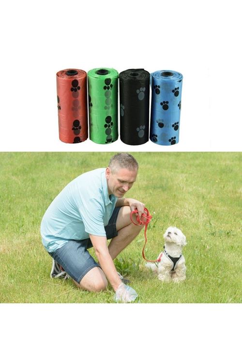 TBL Dekor® 4lü Evcil Hayvanlar Için Pati Desenli Kedi Köpek Kaka Poşeti Torbası