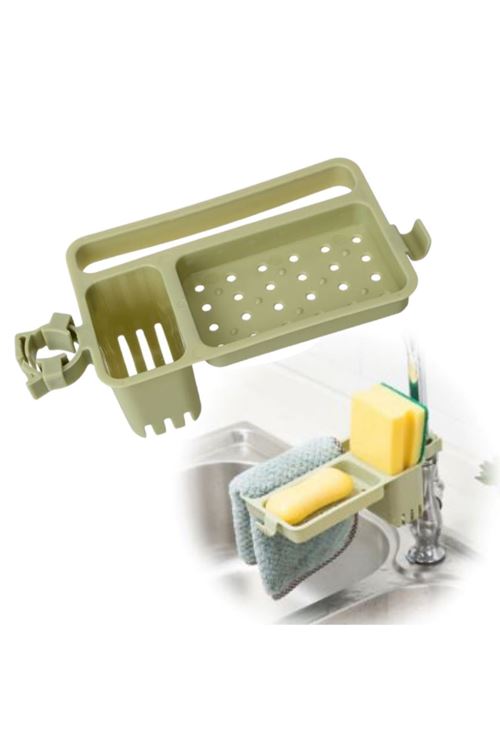 TBL Dekor® Musluğa Takılan Sünger Havlu Askılı Sabun Hazneli mutfak Banyo Lavabo Düzenleyici Organizer