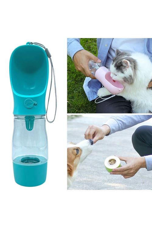 TBL Dekor® Taşınabilir Mama Hazneli Evcil Hayvan Suluğu Seyahat Kabı Kilitlenebilen Su Sızdırmaz 380ML