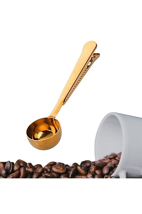 TBL Dekor® Mandallı Kahve Ölçü Kaşığı Gold Çok Fonksiyonlu Paslanmaz Çelik Kaşık