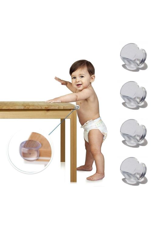 TBL Dekor® Bebek Çocuk Yumuşak ve Esnek Dairesel Şeffaf Yapışkanlı Güvenlik Köşe Koruyucu (4 Adet)