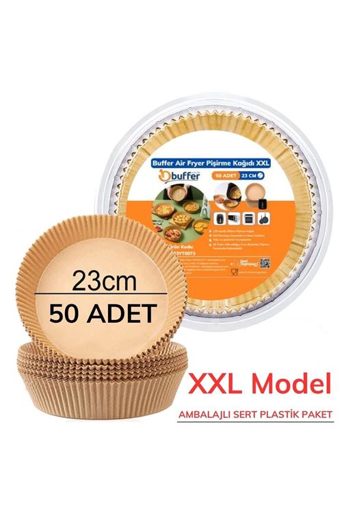 TBL Dekor® 50 Adet Air Fryer Pişirme Kağıdı Tek Kullanımlık  23 Cm Yuvarlak Pişirme Kağıdı XXL PVC li
