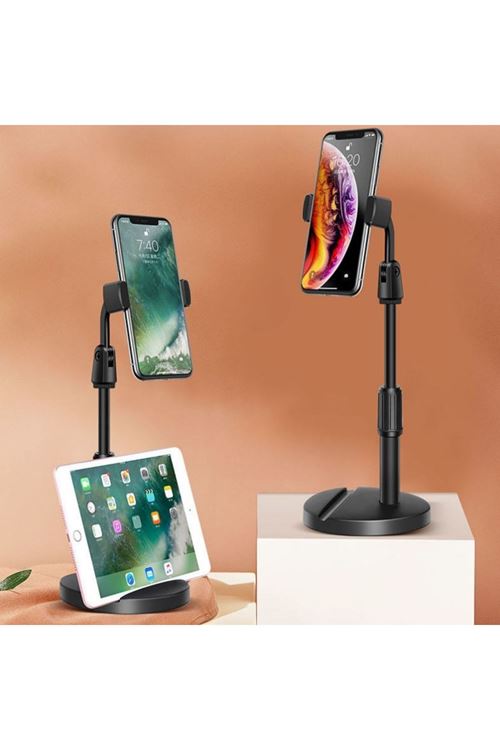 TBL Dekor® Masa Üstü Tablet ve Telefon Tutucu Plastik Aparat Siyah Telefon Standı