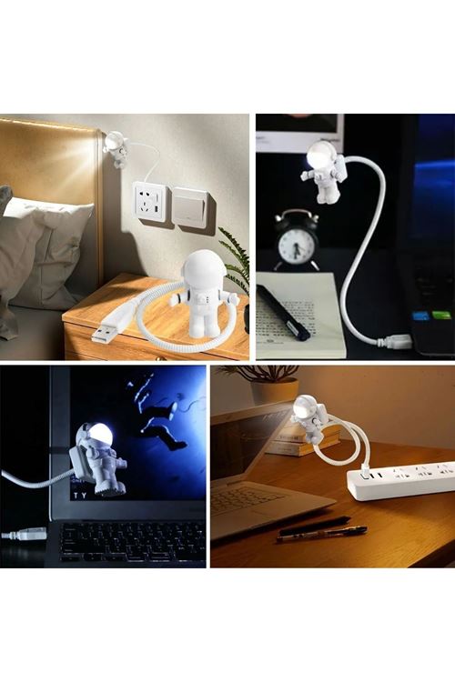 TBL Dekor® USB Astronot Gece Lambası, Masa Lambası, Kitap Okuma Lambası Işığı