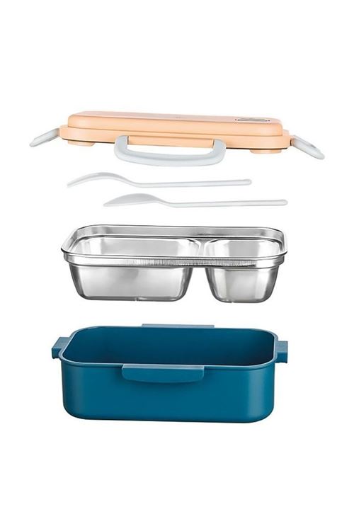 TBL Dekor® 2 Bölmeli 150-300 Ml Paslanmaz Çelik Yemek Kabı Beslenme Kabı Yiyecek Saklama Kabı