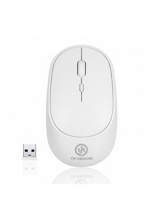 TBL Dekor® Beyaz Renkli Ergonomik Sessiz Kablosuz Mouse – USB Alıcılı, Ofis ve Oyun İçin Konforlu Bilgisayar Faresi MS6310
