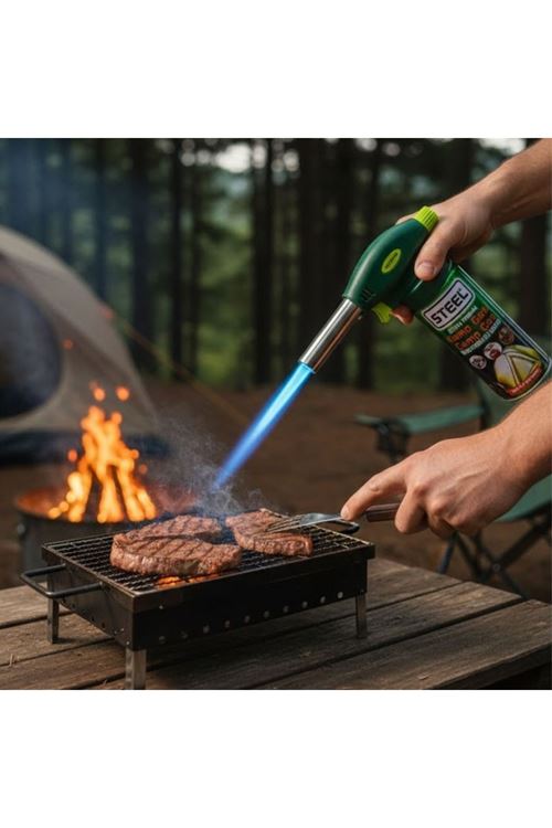 TBL Dekor® Outdoor Kamp, Piknik ve Tamir İşleri İçin Kamp Gazı Seti – Taşınabilir Pürmüz Alev Tabancası ve Yüksek Performanslı Gaz Kartuşu