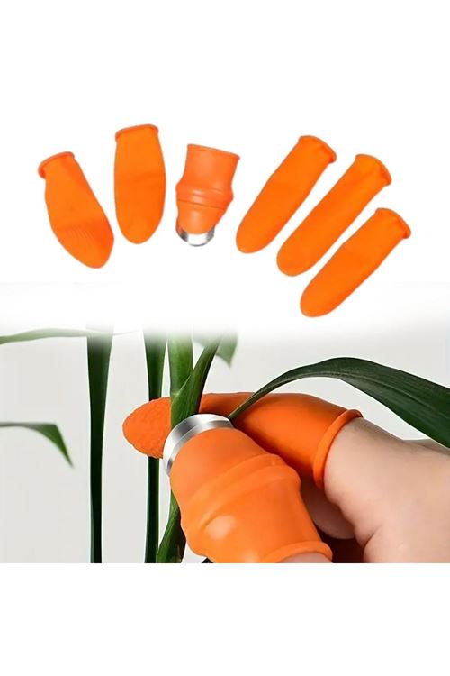 TBL Dekor® 5 Parça Pratik Parmak Koruyucu 1 Parça Baş Parmak Bıçaklı Eldiven Sebze Meyve Soyucu Kesme Ayıklayıcı Silikon Set