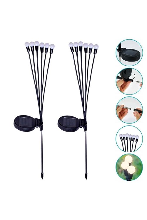 2 Adet Güneş Enerjili Plastik Bahçe Lambası – LED Dış Mekan Top Aydınlatma, Otomatik Açılıp Kapanan Solar Işık