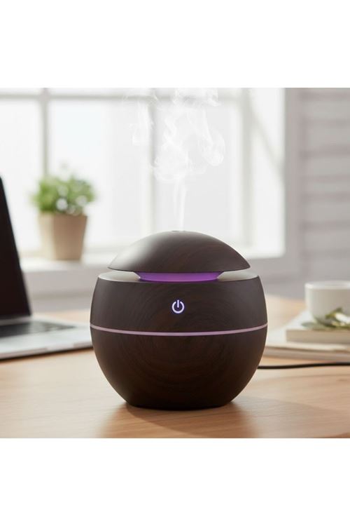 Küre Model Akasya Renk Hava Nemlendirici – Ultrasonik Soğuk Buhar Makinesi, LED Işıklı Masaüstü Oda Nemlendirici