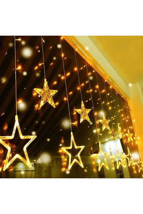 Kumandalı Yıldız Figürlü 12 Sarkıtlı 120 LED Uzaktan Kumandalı Dekor Işık – Masaüstü ve Ortam Aydınlatması