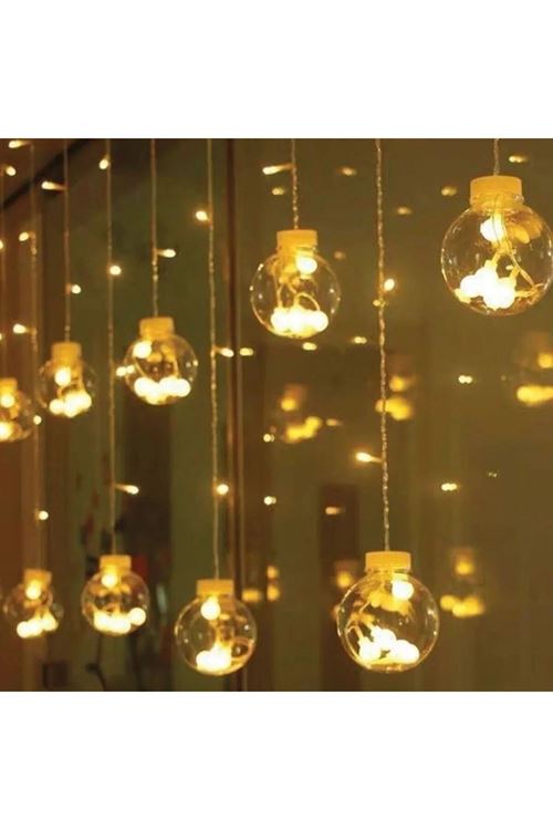 10 Sarkıtlı Kumandalı Dekoratif Top İçi Mini Toplu LED Günışığı Rengi Dekoratif Aydınlatma