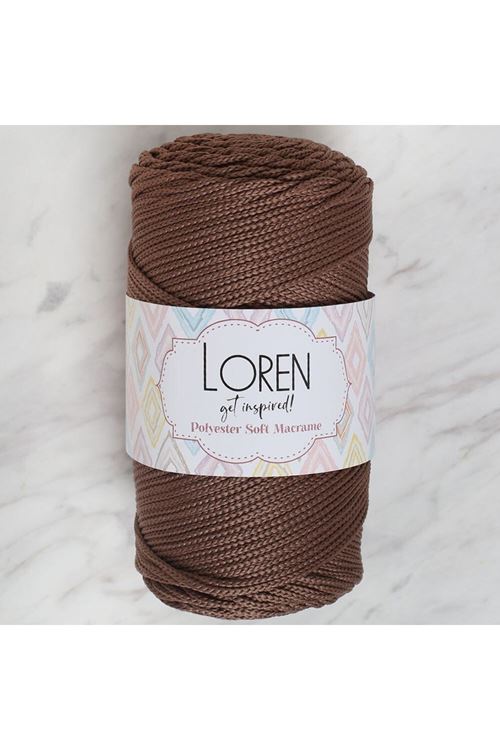 Loren Polyester Soft Macrame Kahverengi El Örgü İpi - LM032 - 34438