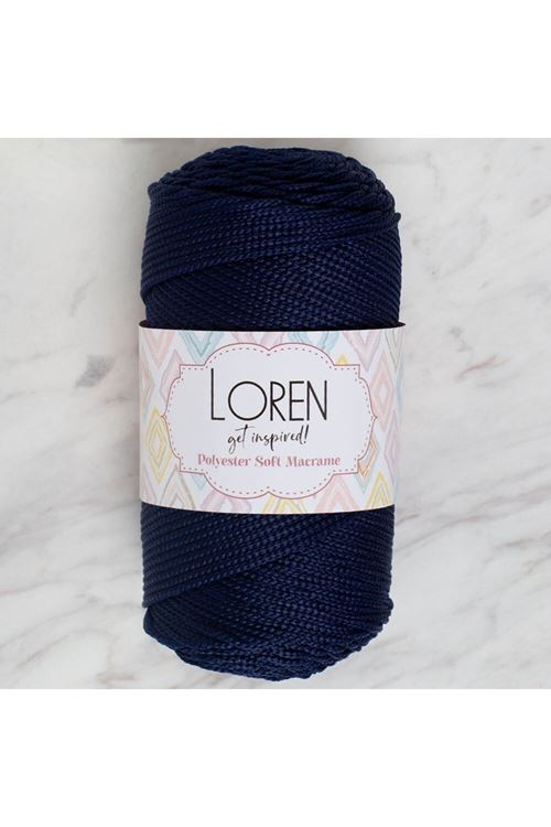 Loren Polyester Soft Macrame Koyu Lacivert El Örgü İpi - LM030 - 34436