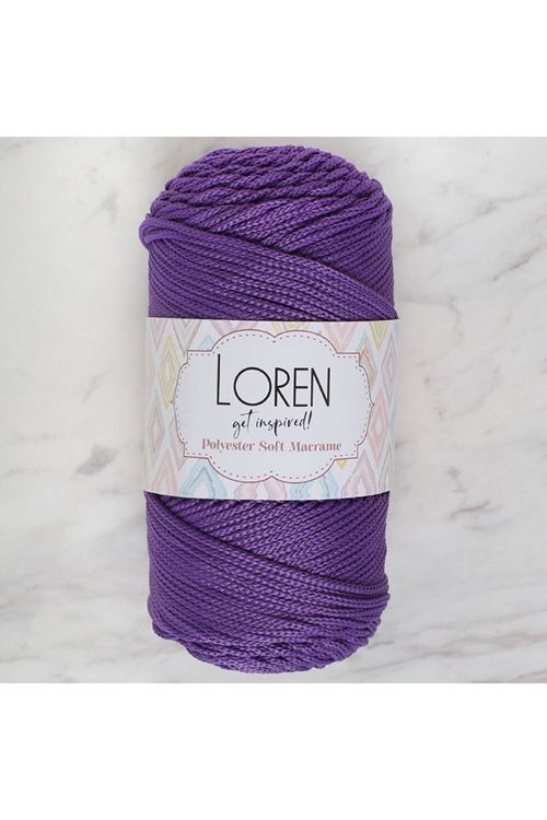Loren Polyester Soft Macrame Koyu Mor El Örgü İpi - LM025 - 34434